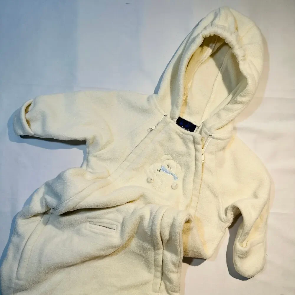 Vintage Carters Polar Bear Fleece Winter Bunting w/ Hood Gender Neutral